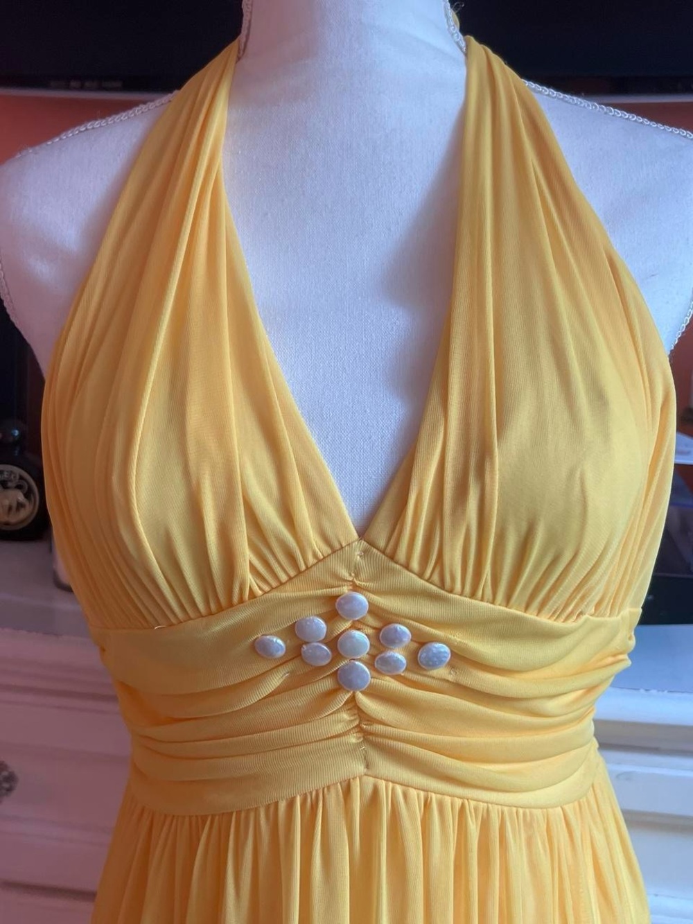 Jodi Kristopher Yellow Halter Empire-Waist Camisole